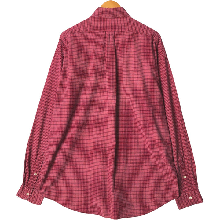 Ralph Lauren BLAIRE long sleeve button down check shirt, men's size L cotton burgundy type Vintage Second Hand