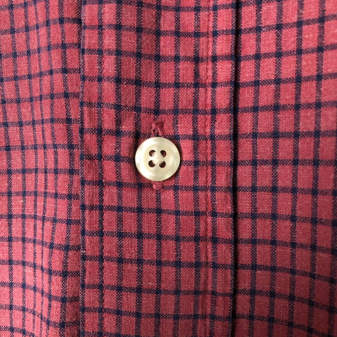 Ralph Lauren BLAIRE long sleeve button down check shirt, men's size L cotton burgundy type Vintage Second Hand