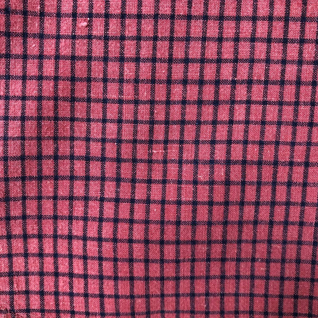 Ralph Lauren BLAIRE long sleeve button down check shirt, men's size L cotton burgundy type Vintage Second Hand