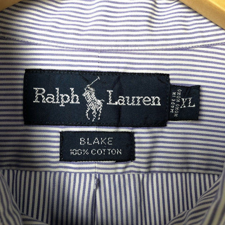 Ralph Lauren BLAKE long sleeve button-down striped shirt, men's size XL cotton white type Vintage Second Hand