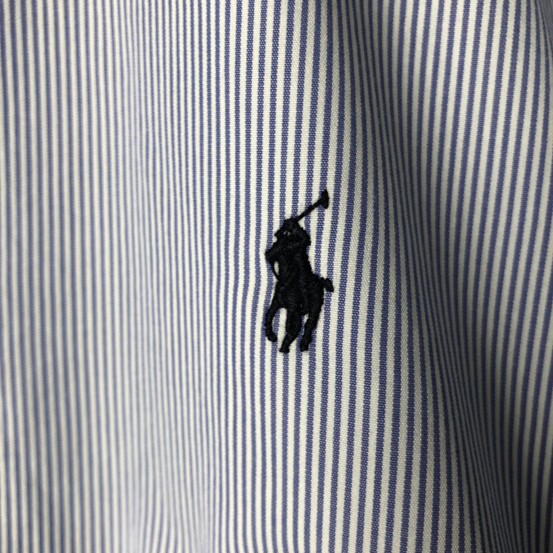 Ralph Lauren CUSTOM FIT long sleeve button down striped shirt men's XL size cotton blue type Vintage Second Hand