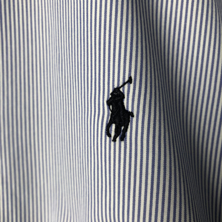 Ralph Lauren CUSTOM FIT long sleeve button down striped shirt men's XL size cotton blue type Vintage Second Hand