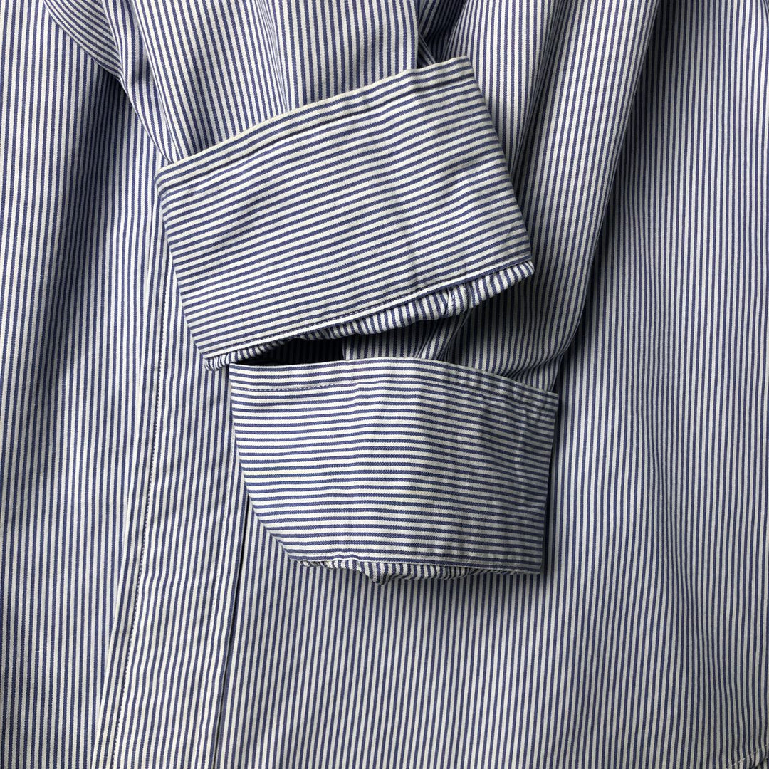 Ralph Lauren CUSTOM FIT long sleeve button down striped shirt men's XL size cotton blue type Vintage Second Hand
