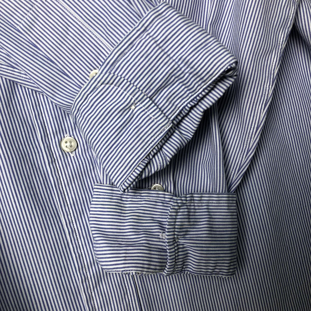 Ralph Lauren CUSTOM FIT long sleeve button down striped shirt men's XL size cotton blue type Vintage Second Hand