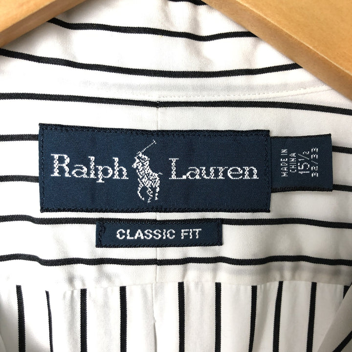 Ralph Lauren Classic Fit Long Sleeve Button Down Striped Shirt, Men's Size L cotton black type Vintage Second Hand