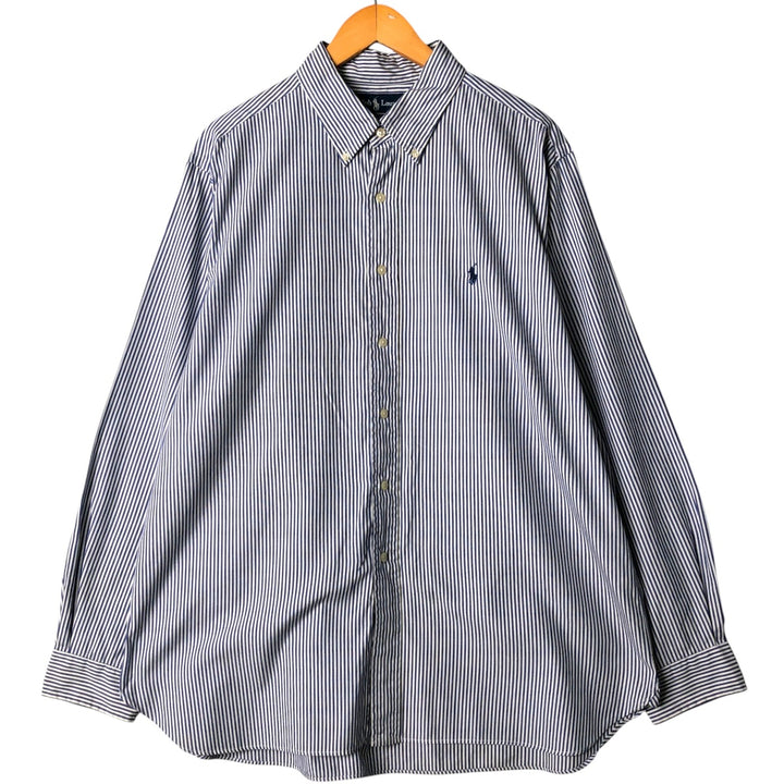 Ralph Lauren Classic Fit Long Sleeve Button-Down Striped Shirt, Men's Size L cotton blue type Vintage Second Hand