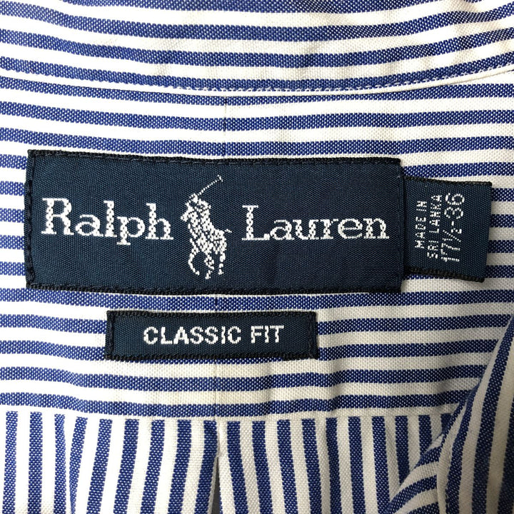 Ralph Lauren Classic Fit Long Sleeve Button-Down Striped Shirt, Men's Size L cotton blue type Vintage Second Hand