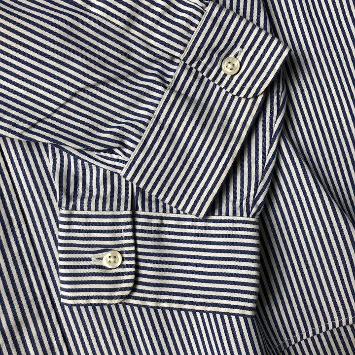 Ralph Lauren Classic Fit Long Sleeve Button-Down Striped Shirt, Men's Size L cotton blue type Vintage Second Hand