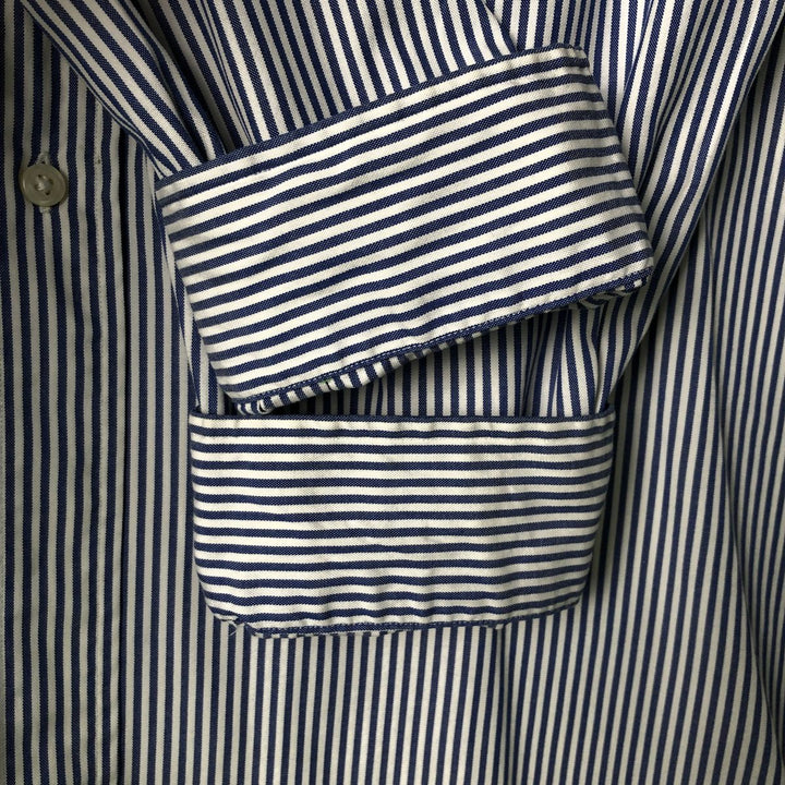 Ralph Lauren Classic Fit Long Sleeve Button-Down Striped Shirt, Men's Size L cotton blue type Vintage Second Hand
