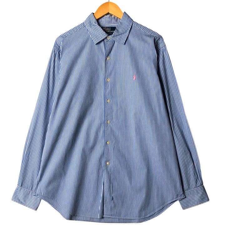 Ralph Lauren Classic Fit Wide Collar Long Sleeve Cotton Striped Shirt, Men's Size XL cotton white type Vintage Second Hand