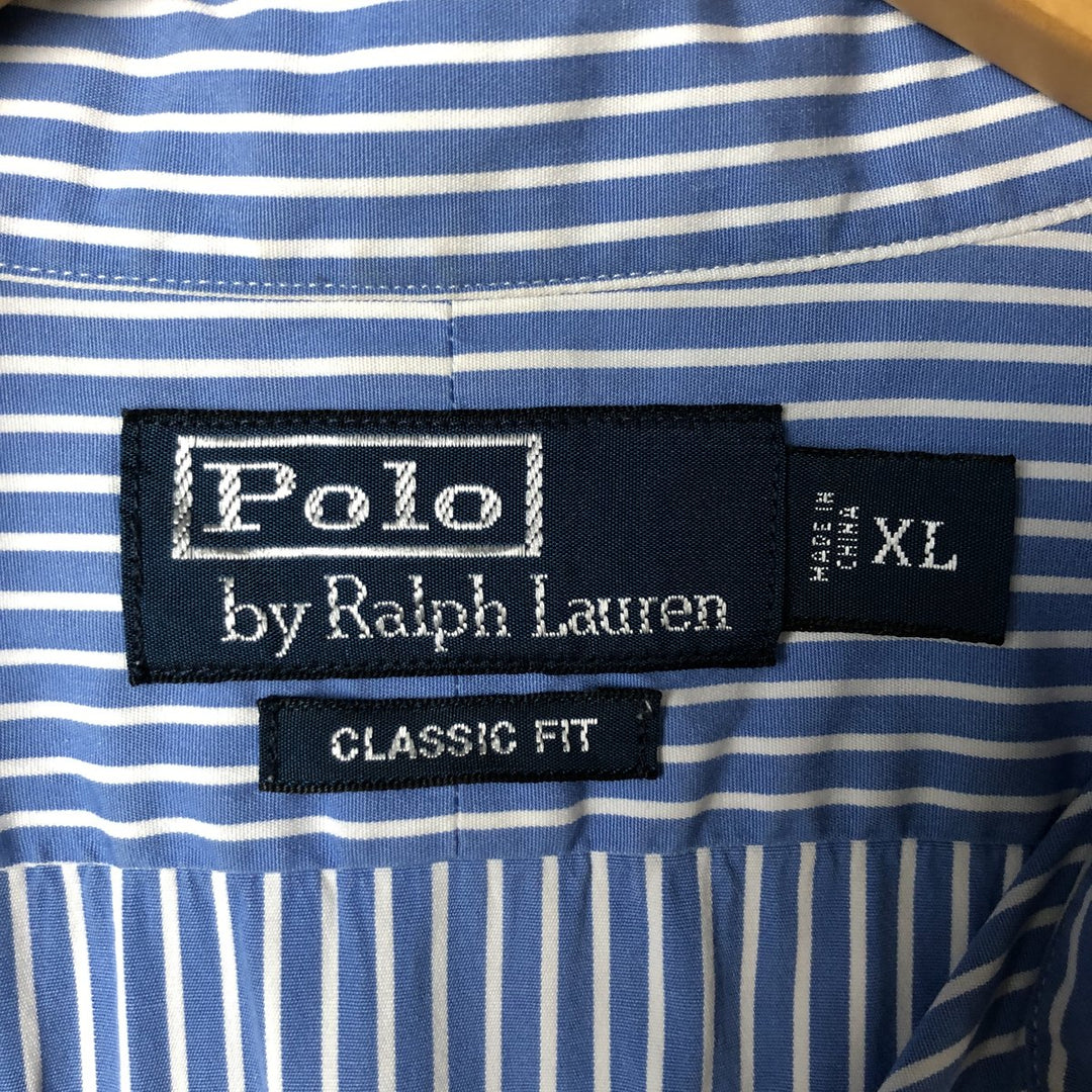 Ralph Lauren Classic Fit Wide Collar Long Sleeve Cotton Striped Shirt, Men's Size XL cotton white type Vintage Second Hand