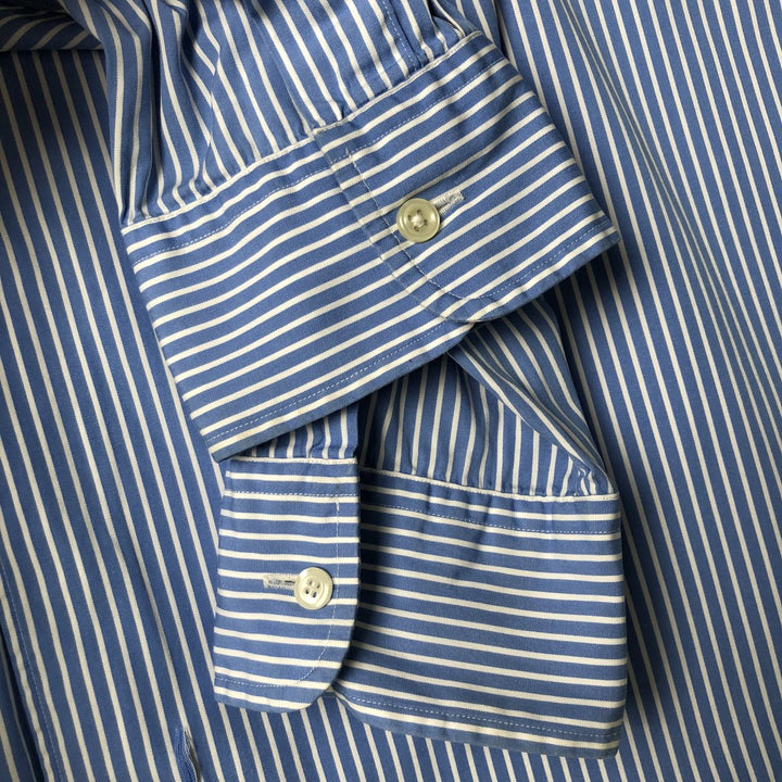 Ralph Lauren Classic Fit Wide Collar Long Sleeve Cotton Striped Shirt, Men's Size XL cotton white type Vintage Second Hand