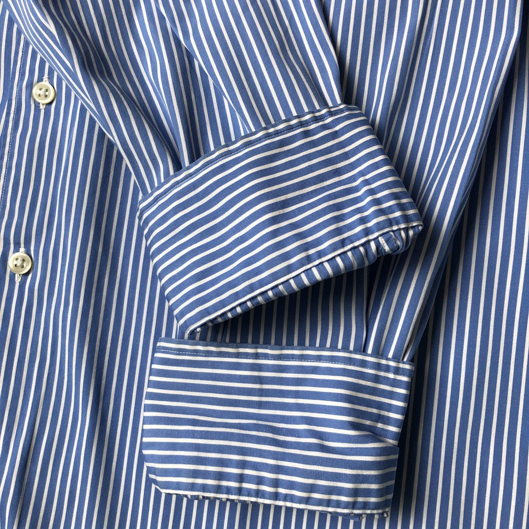 Ralph Lauren Classic Fit Wide Collar Long Sleeve Cotton Striped Shirt, Men's Size XL cotton white type Vintage Second Hand