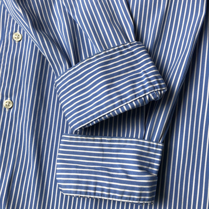 Ralph Lauren Classic Fit Wide Collar Long Sleeve Cotton Striped Shirt, Men's Size XL cotton white type Vintage Second Hand