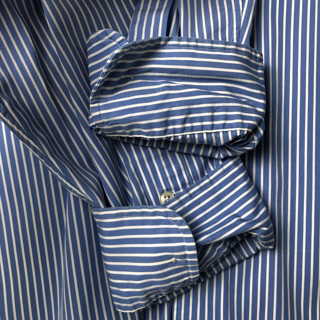 Ralph Lauren Classic Fit Wide Collar Long Sleeve Cotton Striped Shirt, Men's Size XL cotton white type Vintage Second Hand