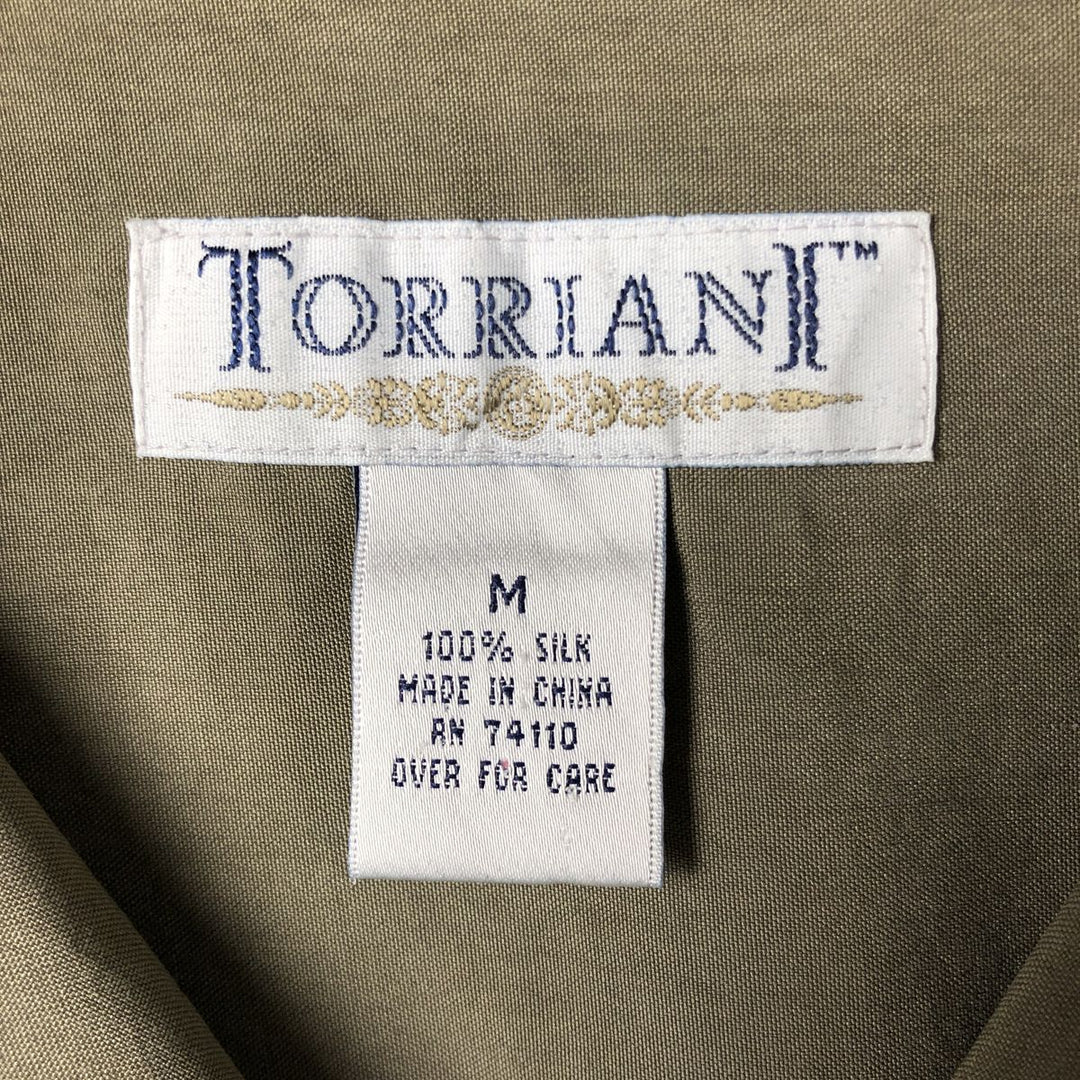 TORRIANT long-sleeved open-collar silk box shirt, men's size M silk Khaki type Vintage Second Hand