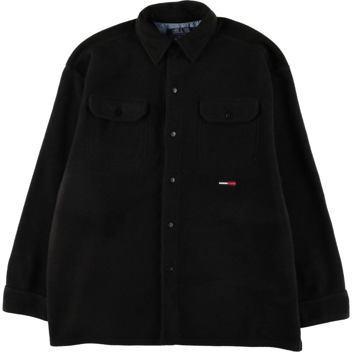 Vintage 90'S Tommy Hilfiger Jeans fleece shirt jacket, size S, men's polyester black type Vintage Second Hand