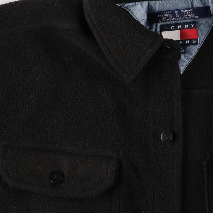 Vintage 90'S Tommy Hilfiger Jeans fleece shirt jacket, size S, men's polyester black type Vintage Second Hand
