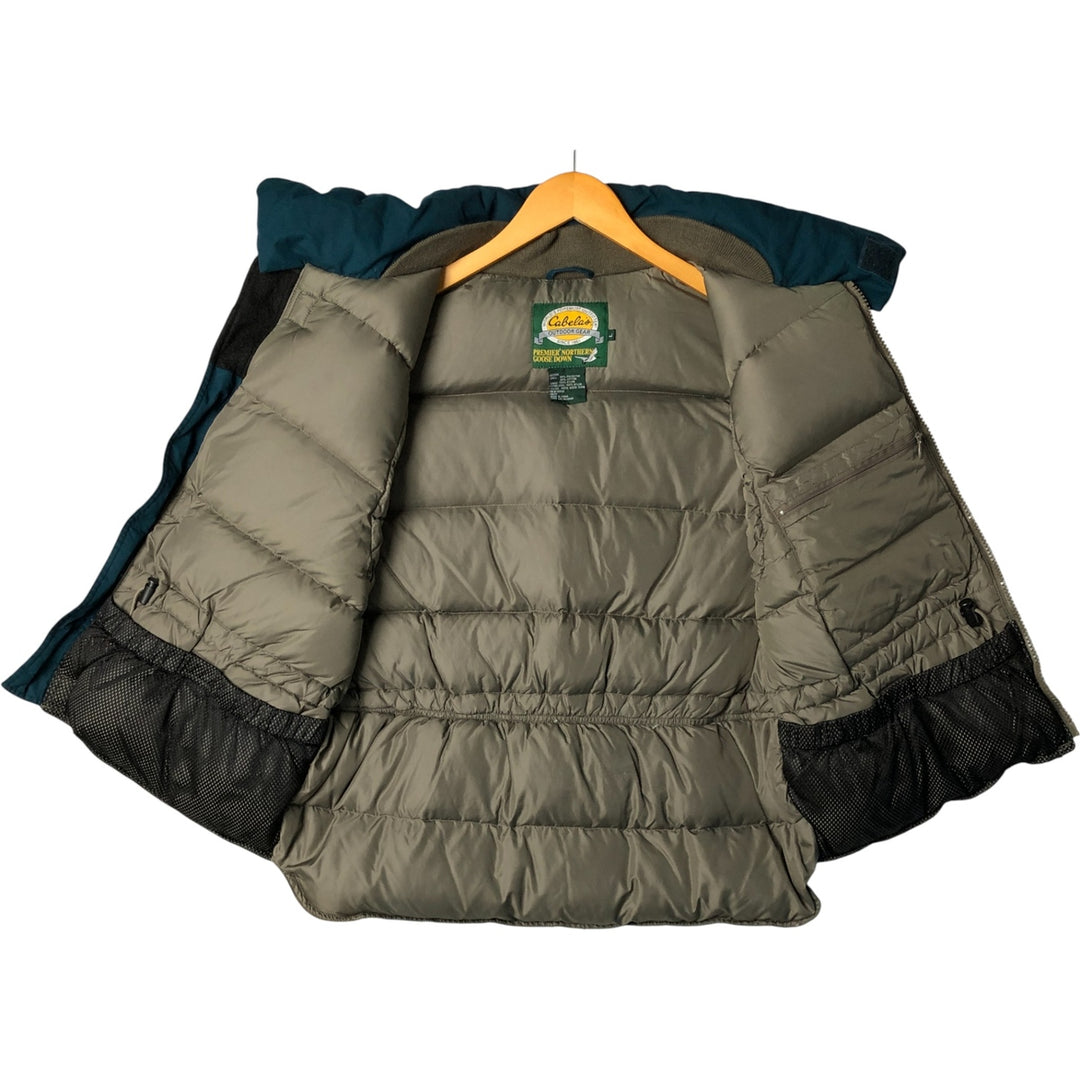 90s-00'S Cabelas Goose Down Vest, Men's Size L polyester Green type dark green Vintage Second Hand