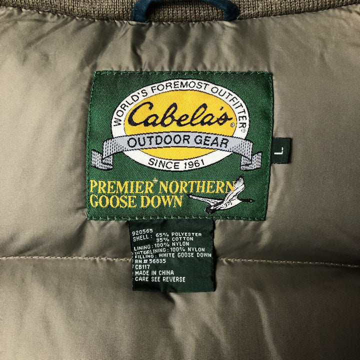 90s-00'S Cabelas Goose Down Vest, Men's Size L polyester Green type dark green Vintage Second Hand
