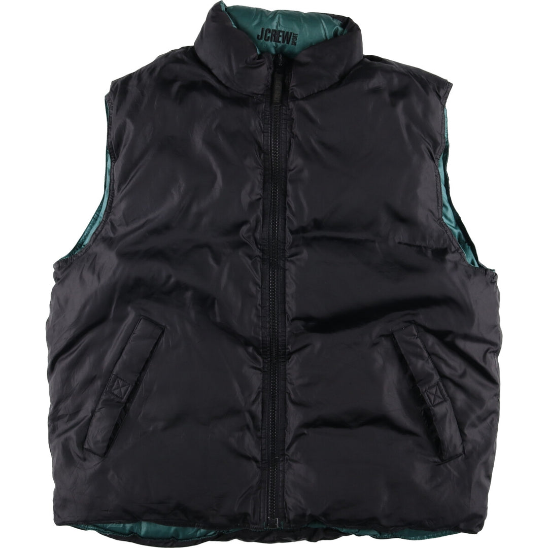 Vintage 90'S J.Crew SPORT reversible goose down vest, size L, men's polyester black type Vintage Second Hand