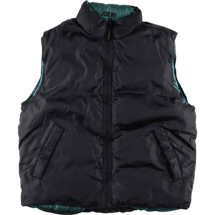 Vintage 90'S J.Crew SPORT reversible goose down vest, size L, men's polyester black type Vintage Second Hand