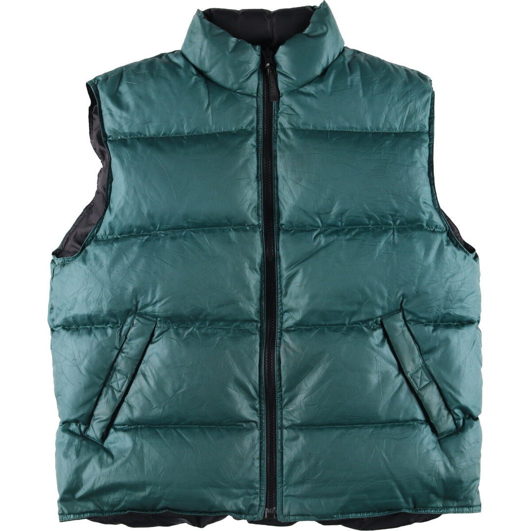Vintage 90'S J.Crew SPORT reversible goose down vest, size L, men's polyester black type Vintage Second Hand