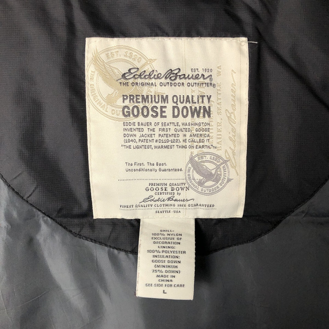 Eddie Bauer Ripstop Goose Down Vest, Men's Size L Nylon black type Vintage Second Hand