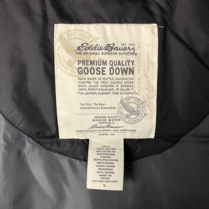 Eddie Bauer Ripstop Goose Down Vest, Men's Size L Nylon black type Vintage Second Hand