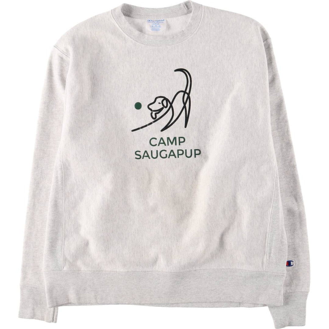 Champion REVERSE WEAVE Reverse Weave Printed Sweatshirt Trainer Men's XL cotton pale white type Vintage Second Hand