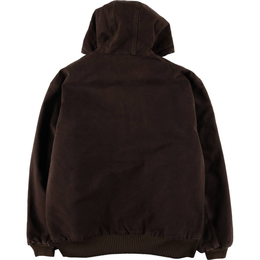 2000'S Carhartt Active Jacket, Padded Duck Full Zip Hoodie, Men's Size XL cotton brown type Vintage Second Hand