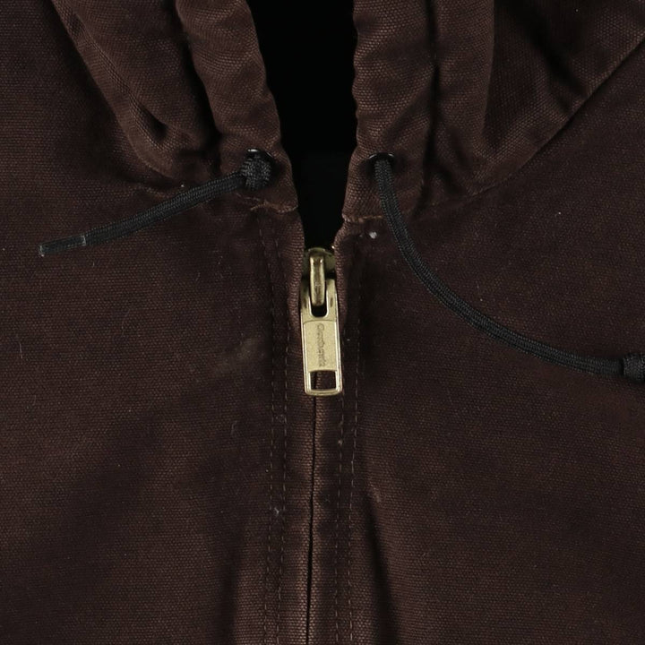 2000'S Carhartt Active Jacket, Padded Duck Full Zip Hoodie, Men's Size XL cotton brown type Vintage Second Hand