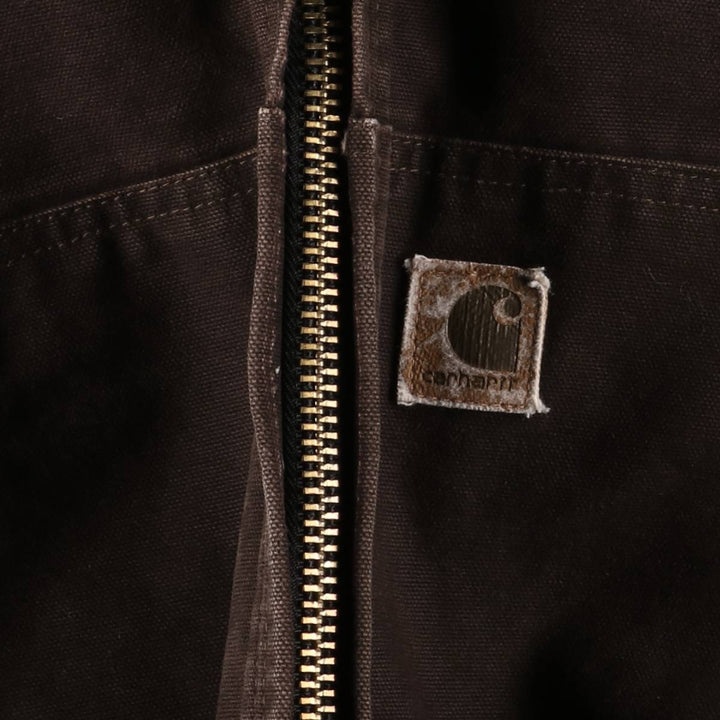 2000'S Carhartt Active Jacket, Padded Duck Full Zip Hoodie, Men's Size XL cotton brown type Vintage Second Hand