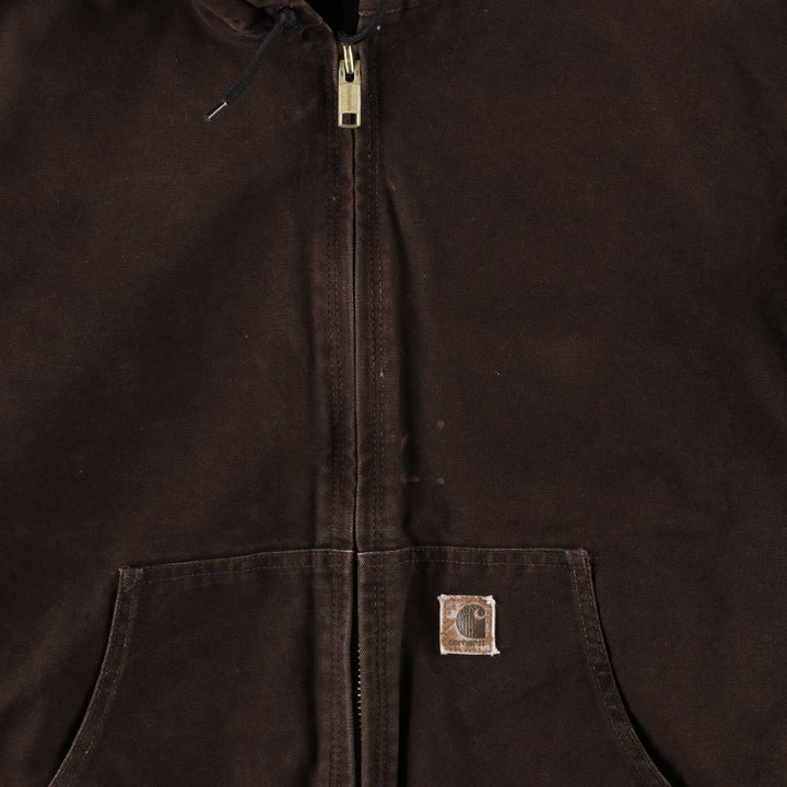 2000'S Carhartt Active Jacket, Padded Duck Full Zip Hoodie, Men's Size XL cotton brown type Vintage Second Hand