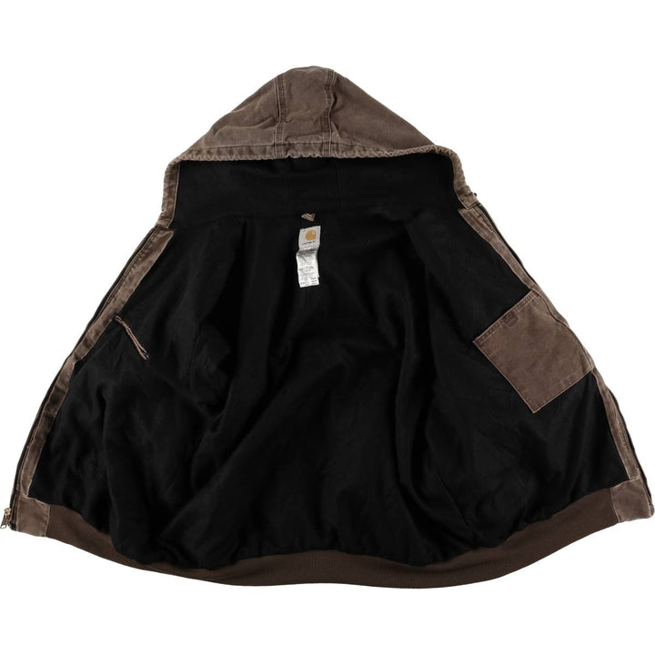 00'S Carhartt Active Jacket Duck Full Zip Hoodie Men's XXL cotton brown type Vintage Second Hand