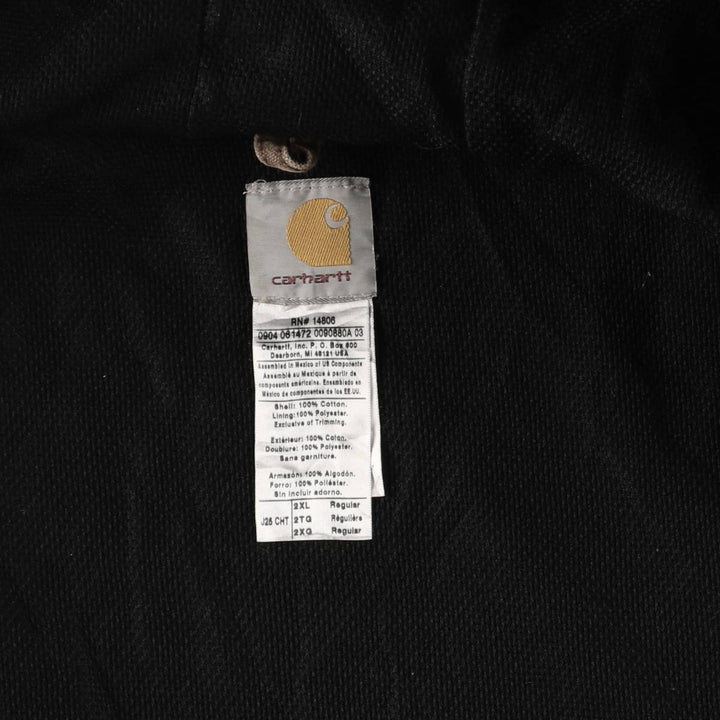 00'S Carhartt Active Jacket Duck Full Zip Hoodie Men's XXL cotton brown type Vintage Second Hand