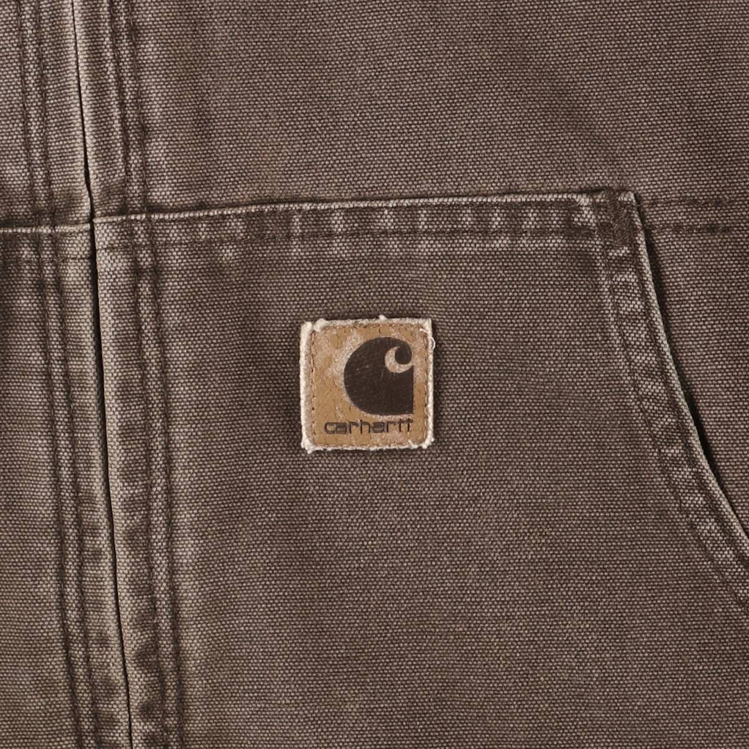 00'S Carhartt Active Jacket Duck Full Zip Hoodie Men's XXL cotton brown type Vintage Second Hand