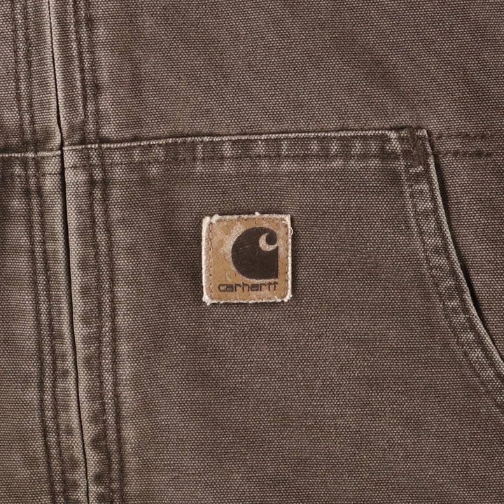00'S Carhartt Active Jacket Duck Full Zip Hoodie Men's XXL cotton brown type Vintage Second Hand