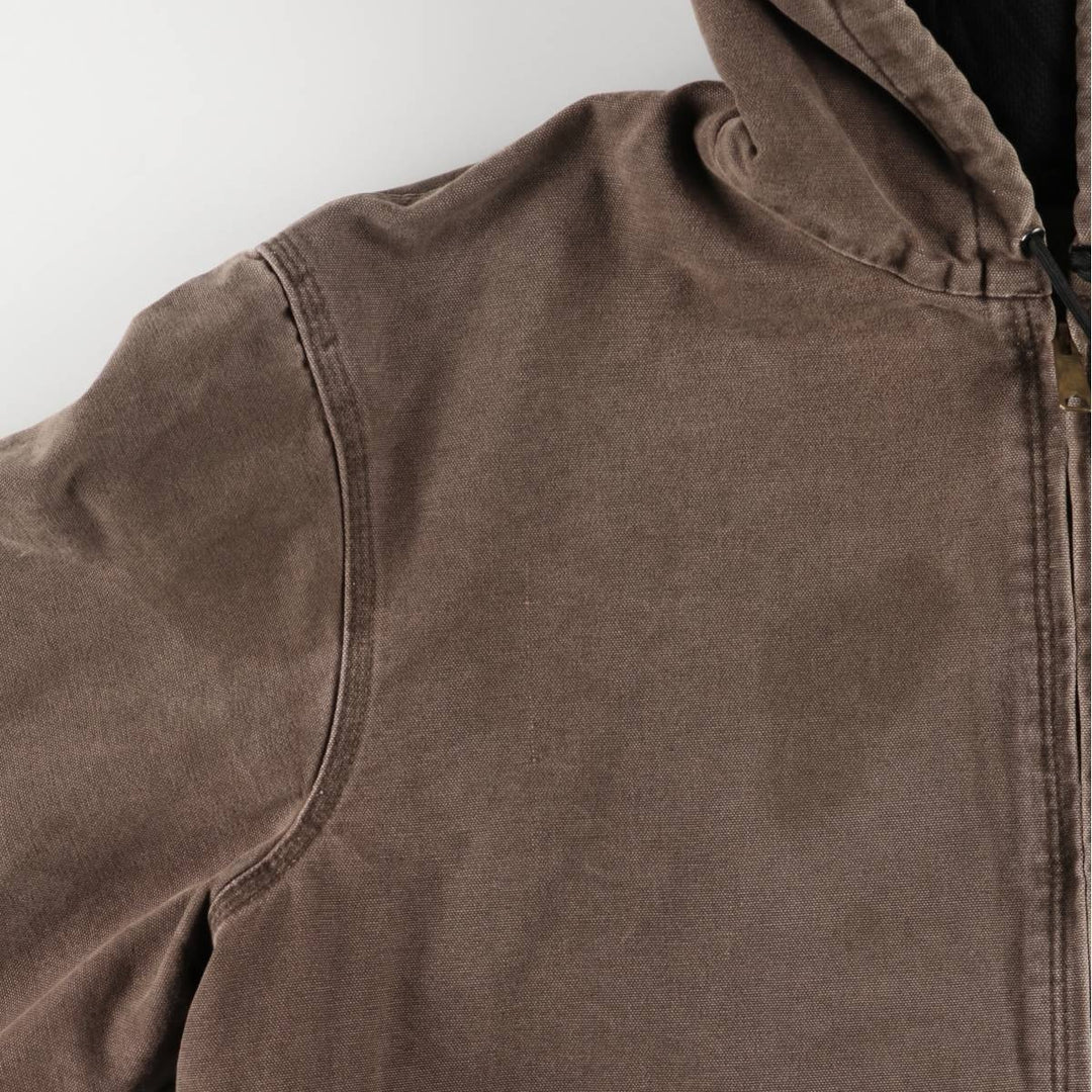 00'S Carhartt Active Jacket Duck Full Zip Hoodie Men's XXL cotton brown type Vintage Second Hand