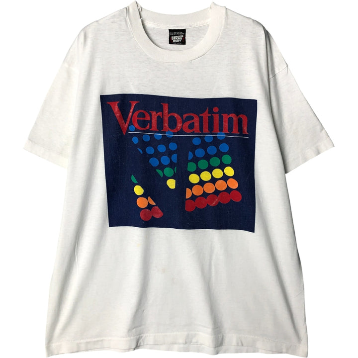 90'S Screen Stars Verbatim Advertising T-Shirt, Made in USA, Men's XL, Vintage cotton white type Vintage Second Hand