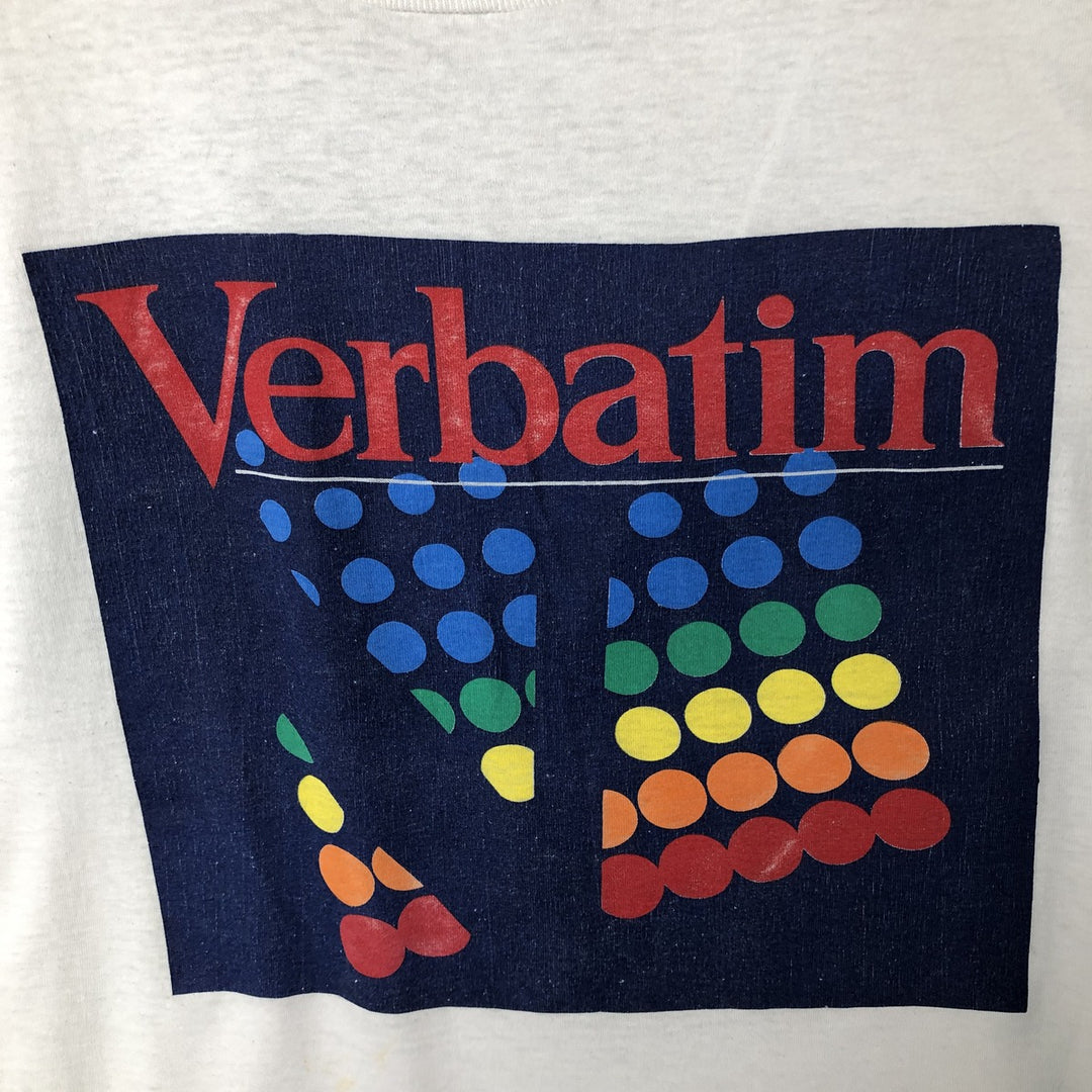 90'S Screen Stars Verbatim Advertising T-Shirt, Made in USA, Men's XL, Vintage cotton white type Vintage Second Hand