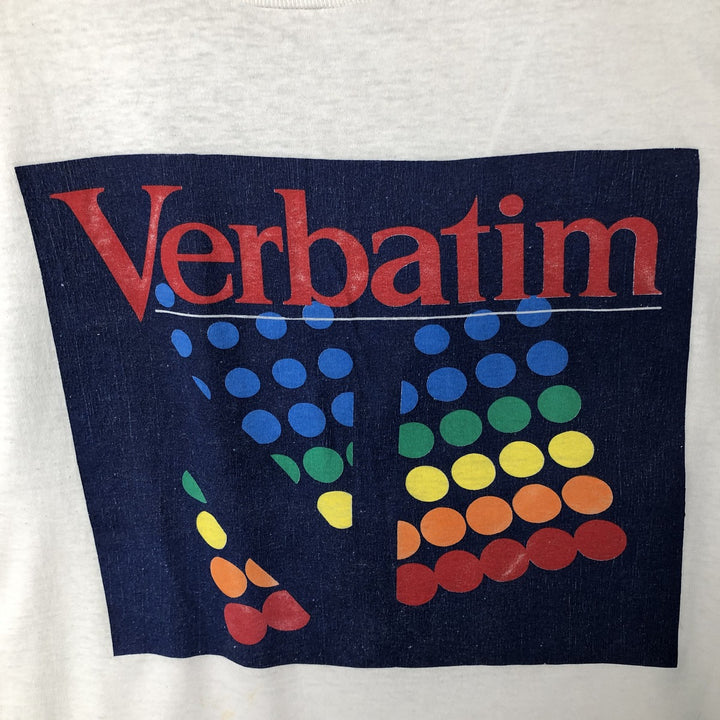 90'S Screen Stars Verbatim Advertising T-Shirt, Made in USA, Men's XL, Vintage cotton white type Vintage Second Hand