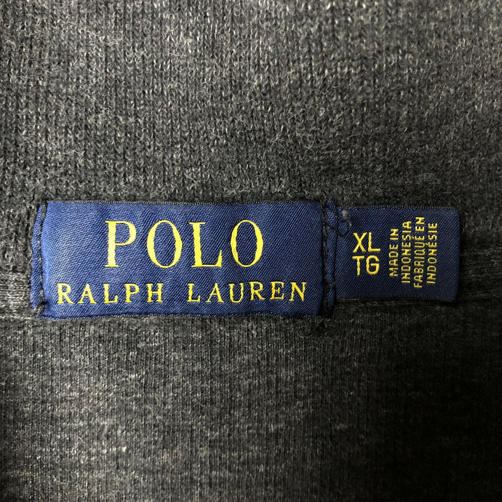 Ralph Lauren POLO RALPH LAUREN Half-Zip Sweatshirt, Men's XL cotton Charcoal Vintage Second Hand