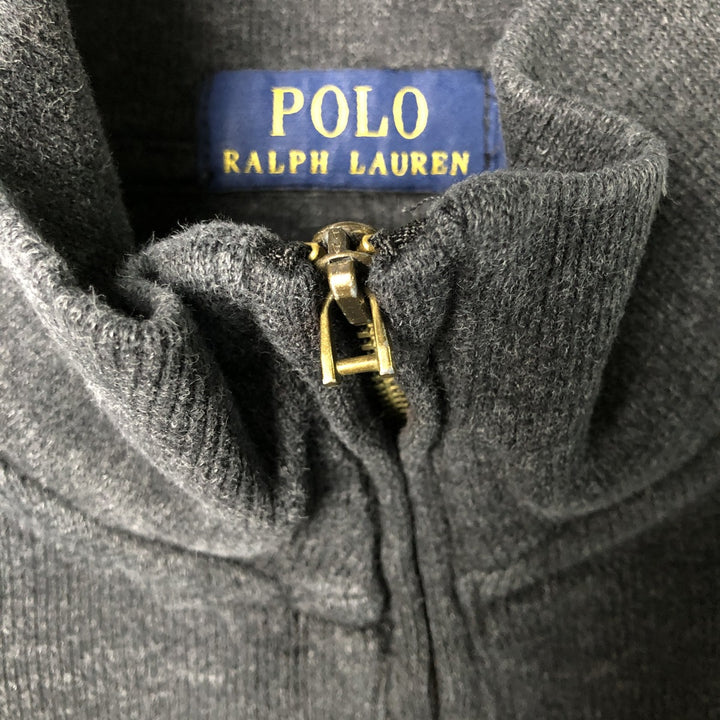 Ralph Lauren POLO RALPH LAUREN Half-Zip Sweatshirt, Men's XL cotton Charcoal Vintage Second Hand