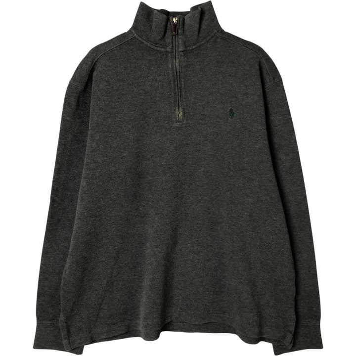 Ralph Lauren POLO by Ralph Lauren Half-Zip Sweatshirt, Men's Size L cotton Charcoal Vintage Second Hand