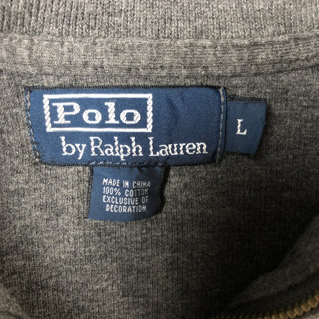 Ralph Lauren POLO by Ralph Lauren Half-Zip Sweatshirt, Men's Size L cotton Charcoal Vintage Second Hand