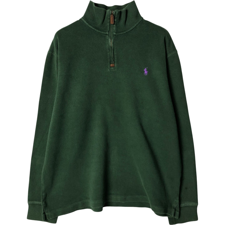 Ralph Lauren POLO RALPH LAUREN Half-zip sweatshirt, sweatshirt, men's size L cotton green type Vintage Second Hand