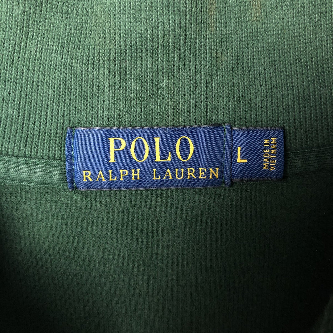 Ralph Lauren POLO RALPH LAUREN Half-zip sweatshirt, sweatshirt, men's size L cotton green type Vintage Second Hand