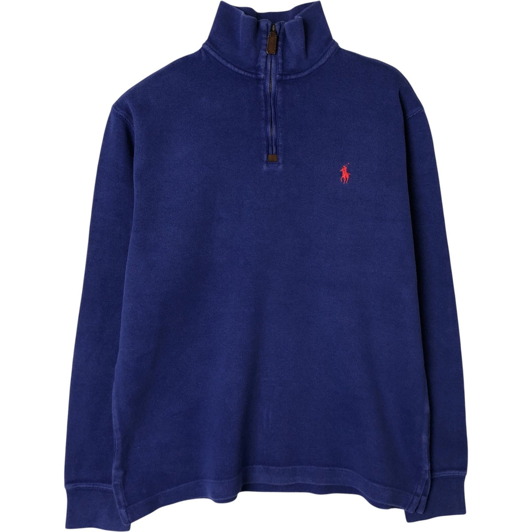 Ralph Lauren POLO RALPH LAUREN Half-Zip Sweatshirt, Men's S cotton blue type Vintage Second Hand