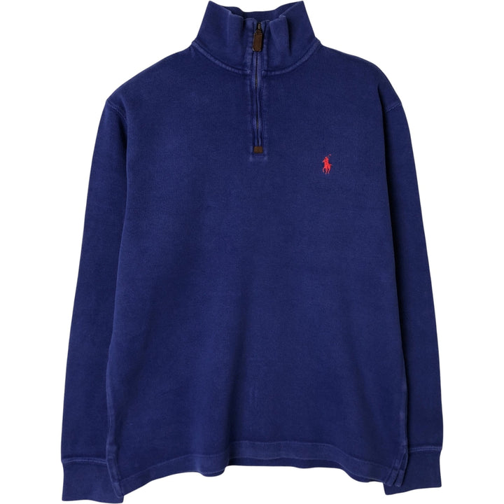 Ralph Lauren POLO RALPH LAUREN Half-Zip Sweatshirt, Men's S cotton blue type Vintage Second Hand